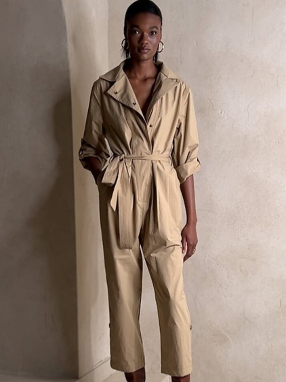 BR Lightweight Tan Utility Jumpsuit